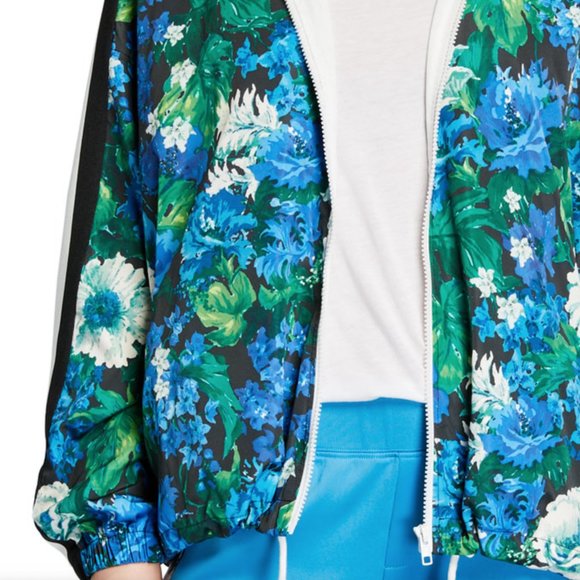 NWT PAM & GELA 90s Floral Stripe Zip Jacket Windbreaker - Picture 4 of 6